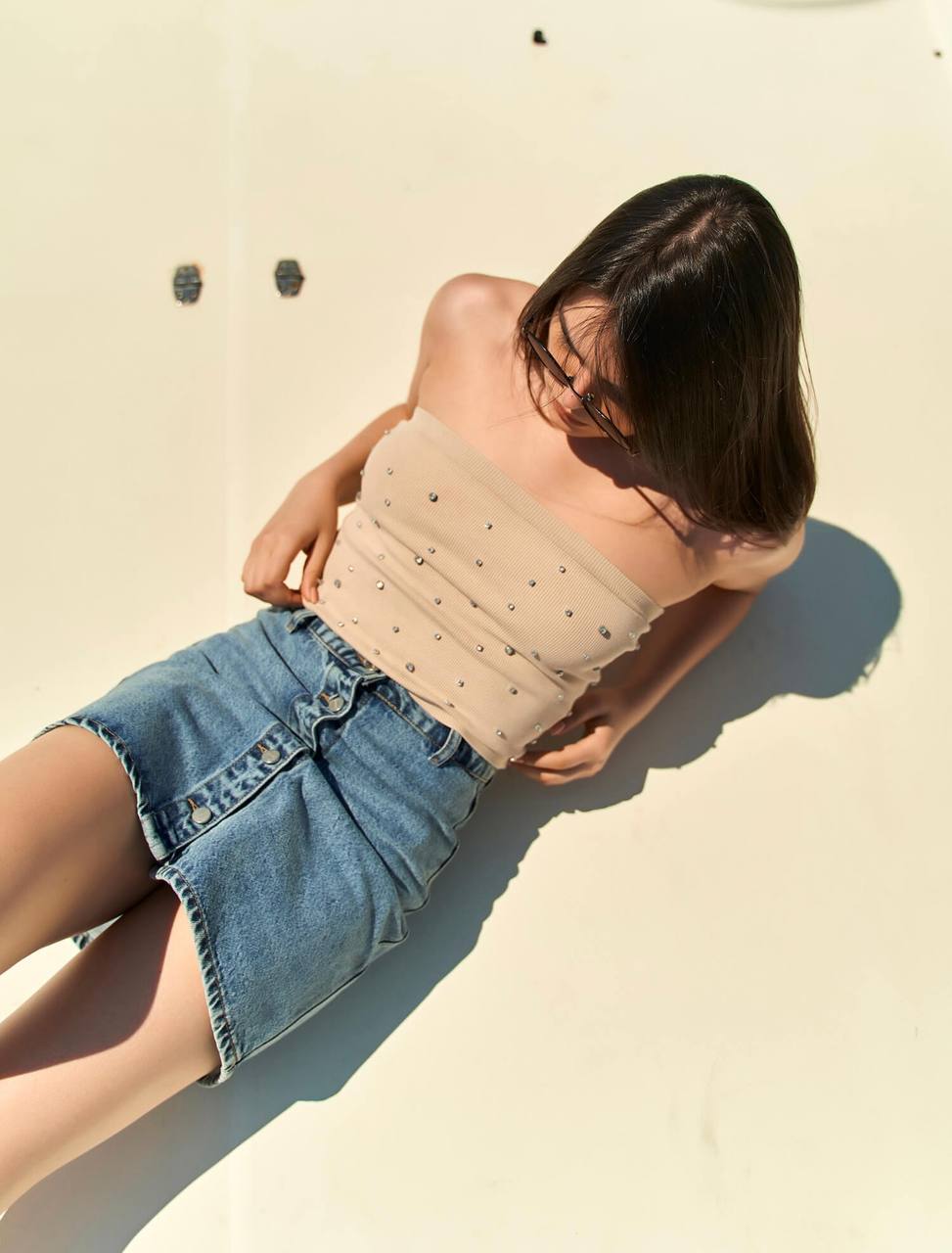 Crop Top with Beads<span> - </span>Beige image