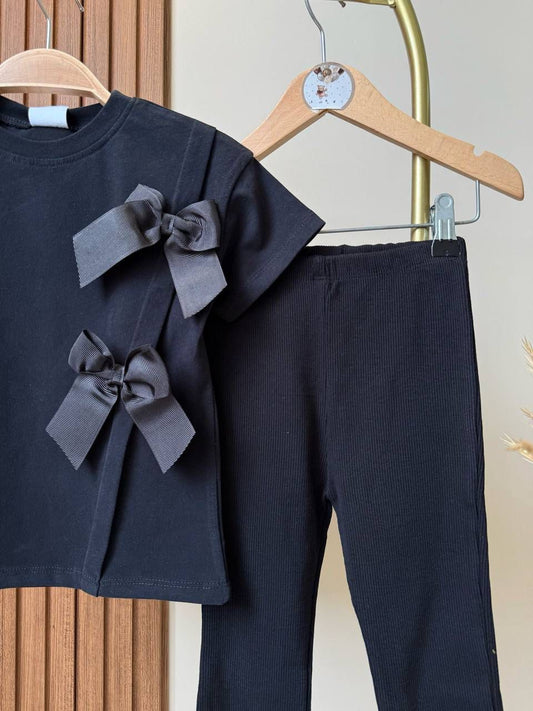 Girls Black Set - Ribbon Detailed Spanish Leg Camisole image 0