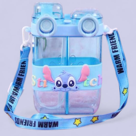 Two Stitch-themed double compartment water bottles with carrying straps image 0
