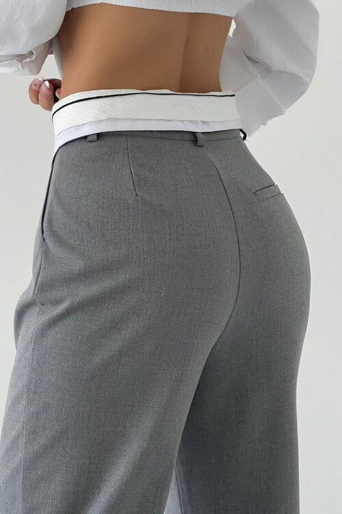Waist Detailed Grey Trousers image 2