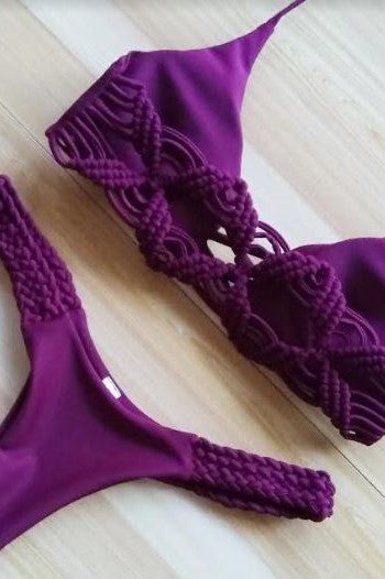 Grape Purple Braid Swim Suit image 0
