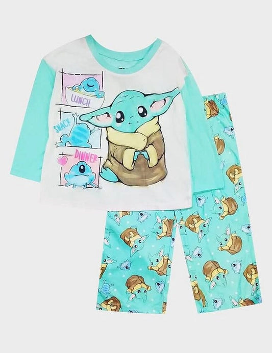 Star Wars Mandalorian Yoda Long Sleeve Pajama Sleepwear 2 Piece Set NWT image 0
