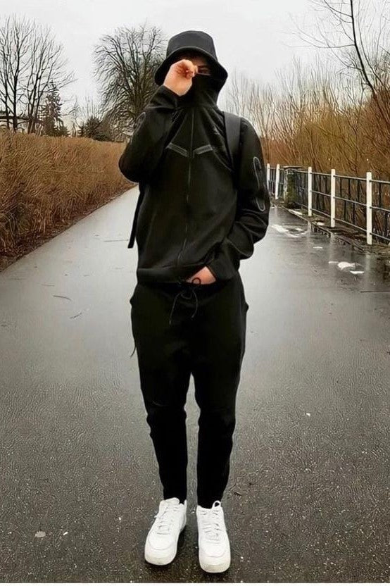 Tech Fleece Black Zip Up Hoodie With Joggers image 1