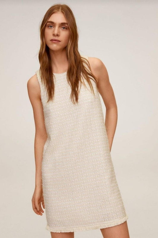 Mango Cream Off White Tweed Dress image 0