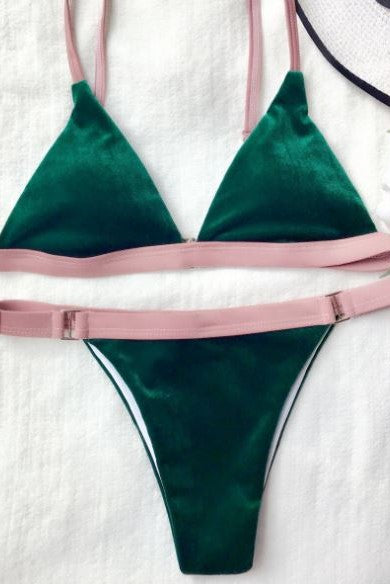 Velvet Tiny Thong Bikini Set<span> - </span>Aqua Deep, Small image