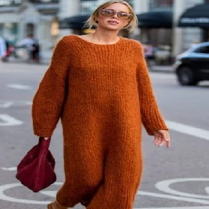 Orange Woolen Sweater Dress image 0