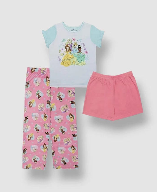 DISNEY PRINCESS Big Girls Shorts T-shirt & Pajama 3 Piece Set Multicolor image 0