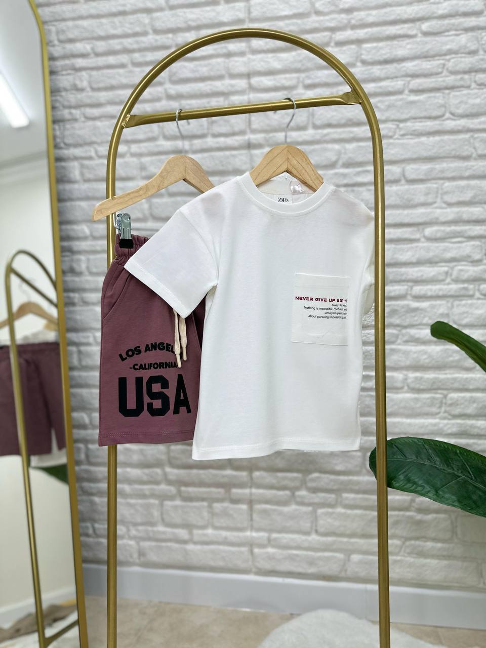 Young Boy Knitted Plain letter print drop shoulder short sleeves image 2