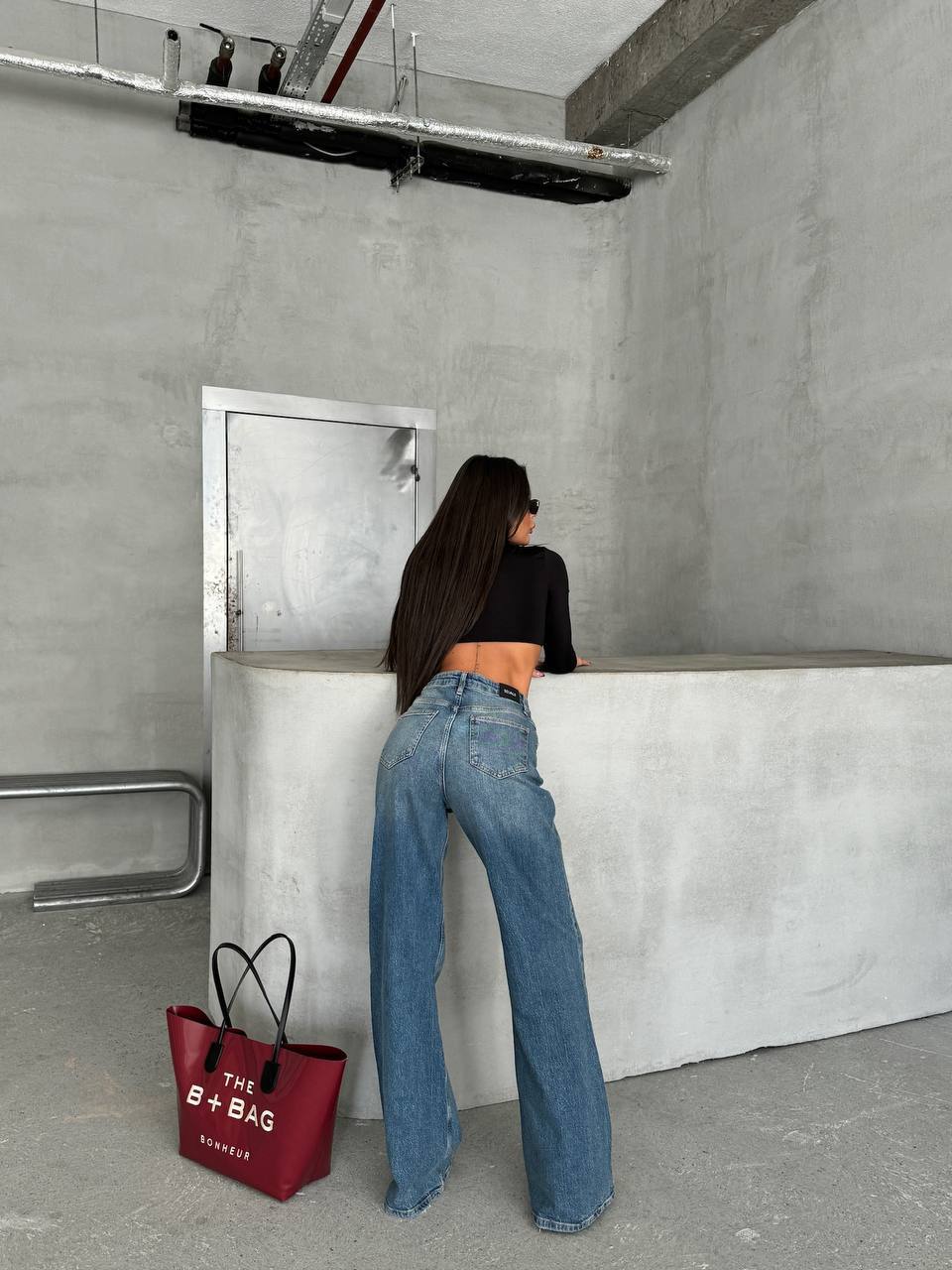 Washed Denim Wide Leg High Waist image 1
