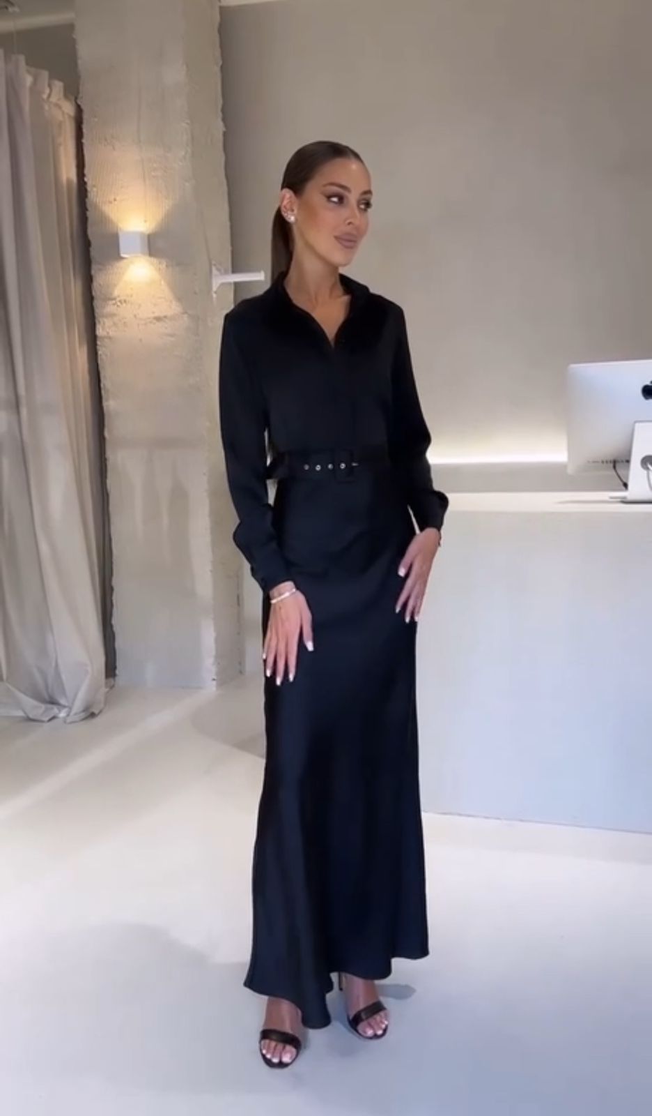 Black Belted Long Dress image 0