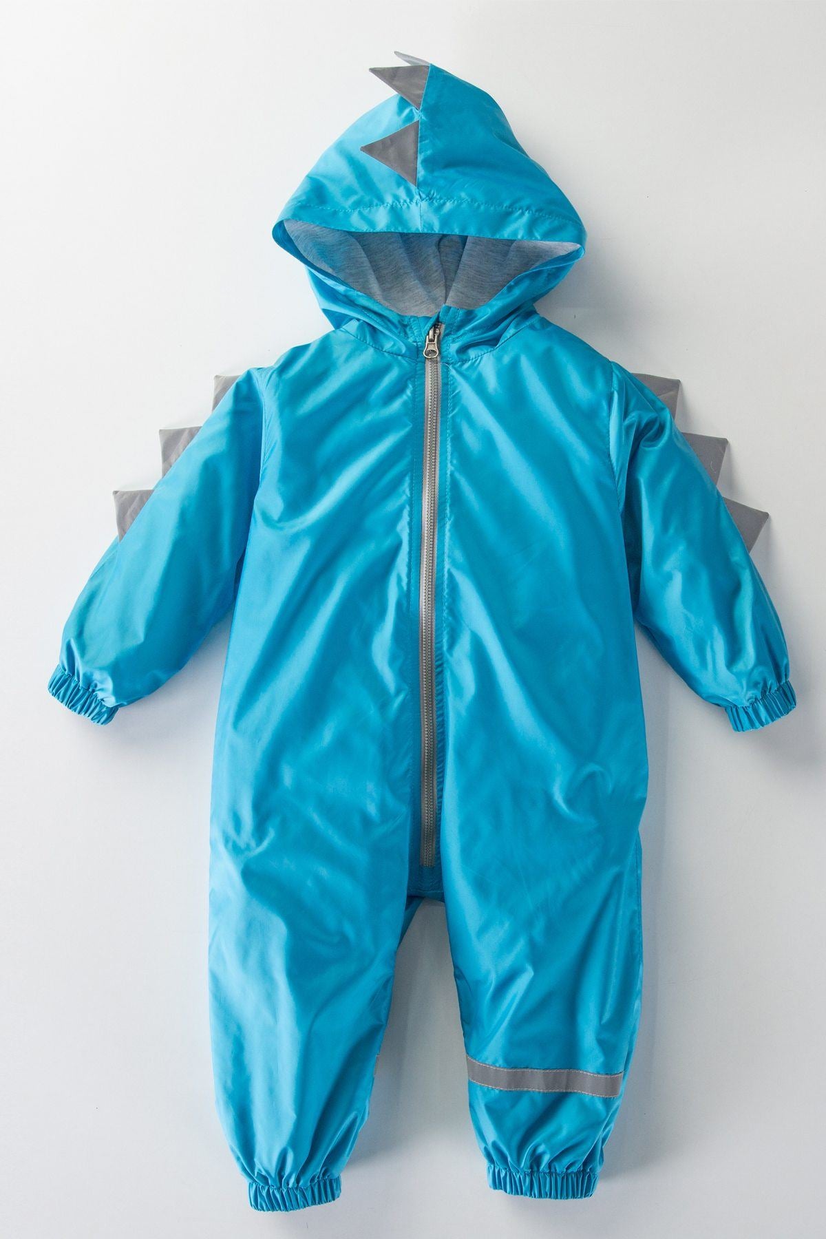 1-5 Years Old Dinosaur Boy Water Repellent Raincoat Overalls - Petrol Blue image 3