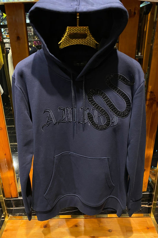 "AMIRI" Black Snake Pocket Drawstring Hoodie image 0