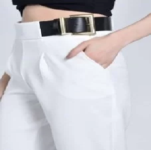Elegant Belted White Pants image 0