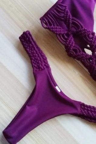 Grape Purple Braid Swim Suit image 1