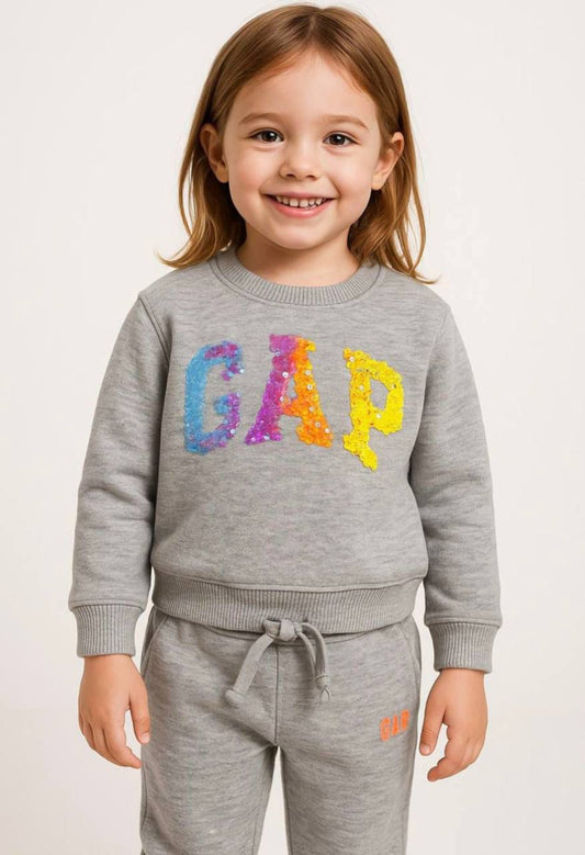 “Gap” Gray Set- Sweater with a Colorful ‘Gap’ Logo and a Matching joggers image 0