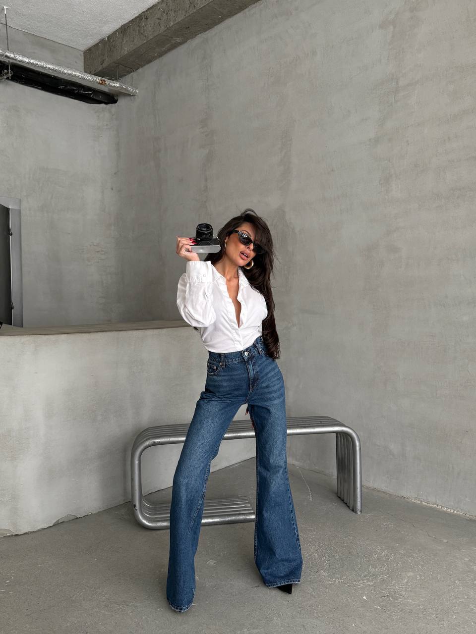 Dark Denim Wide Leg High Waist image 3