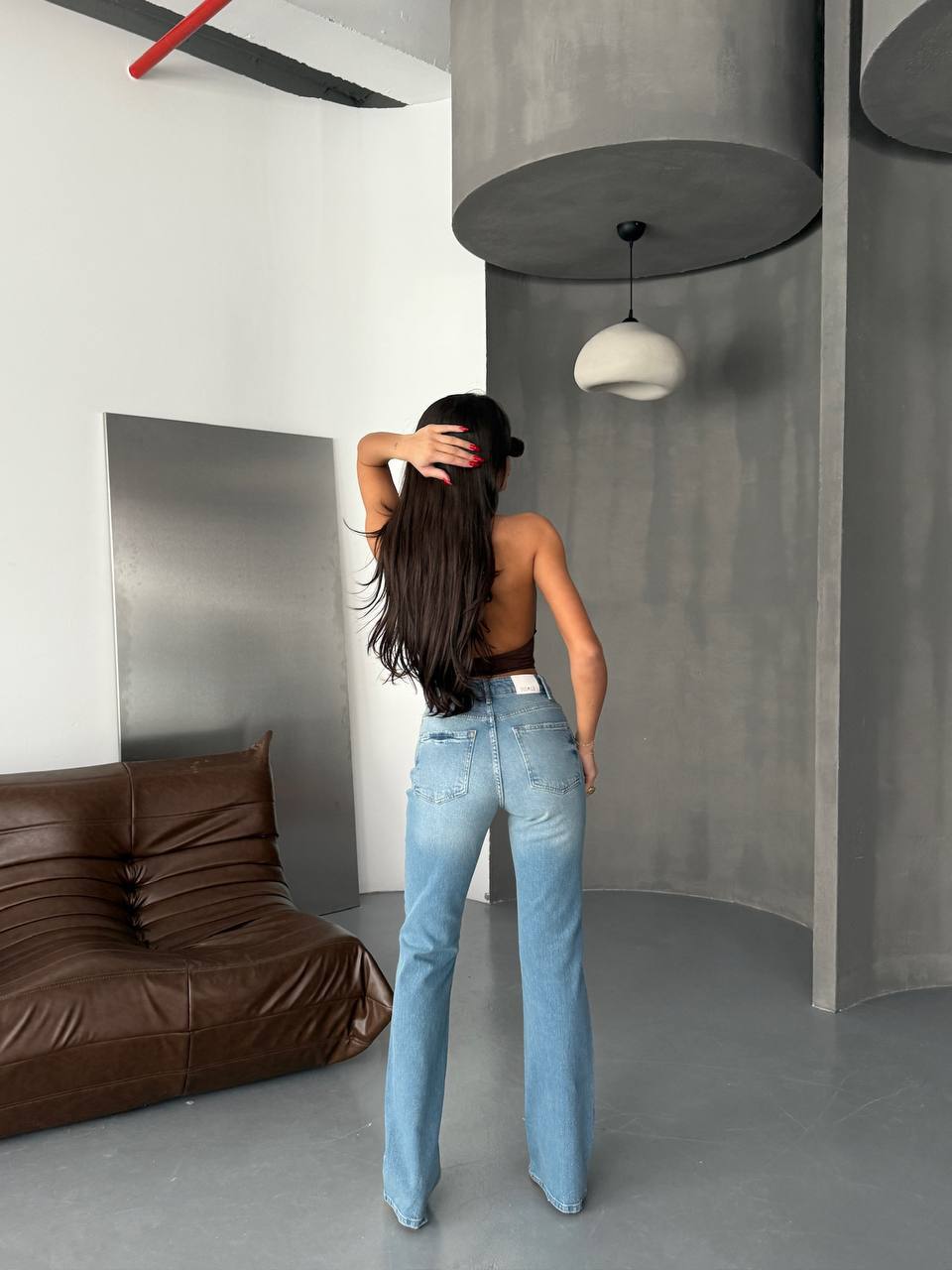 Washed Denim Skinny Leg Mid Waist image 2