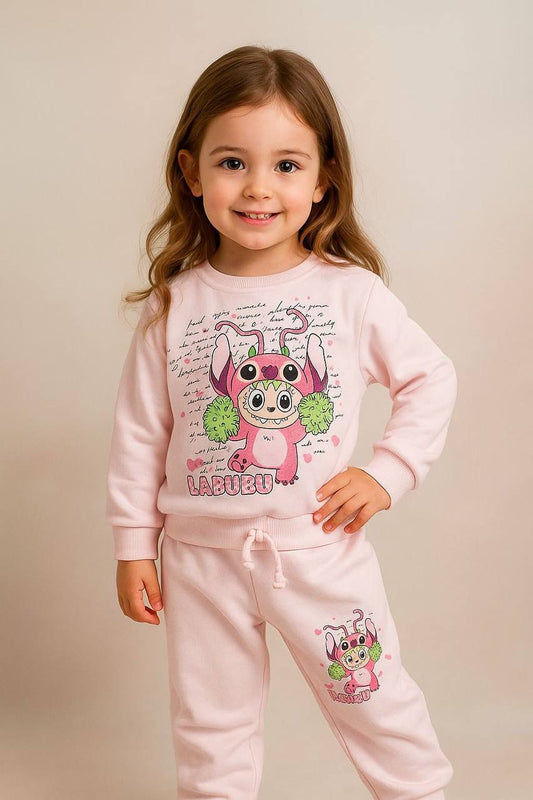 Labubu featuring Stitch Girls 3 Thread.Cotton Set - Pale Pink image 0