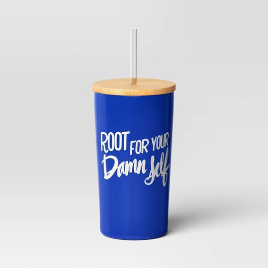 Room Essentials Stainless Steel Straw Tumbler with Bamboo Lid image 0