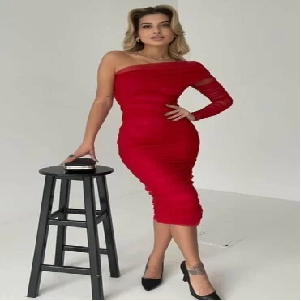 One Shoulder Ruched Bodycon Dress image 0