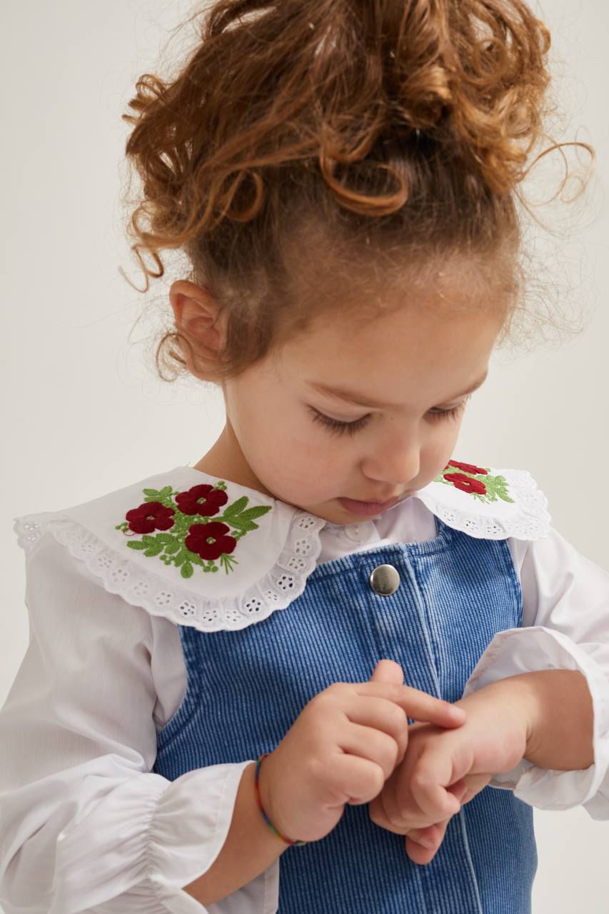 Girls dresses denim with embroidered shirt image 1