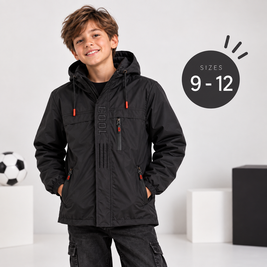 Boys’ Black Hooded Raincoat