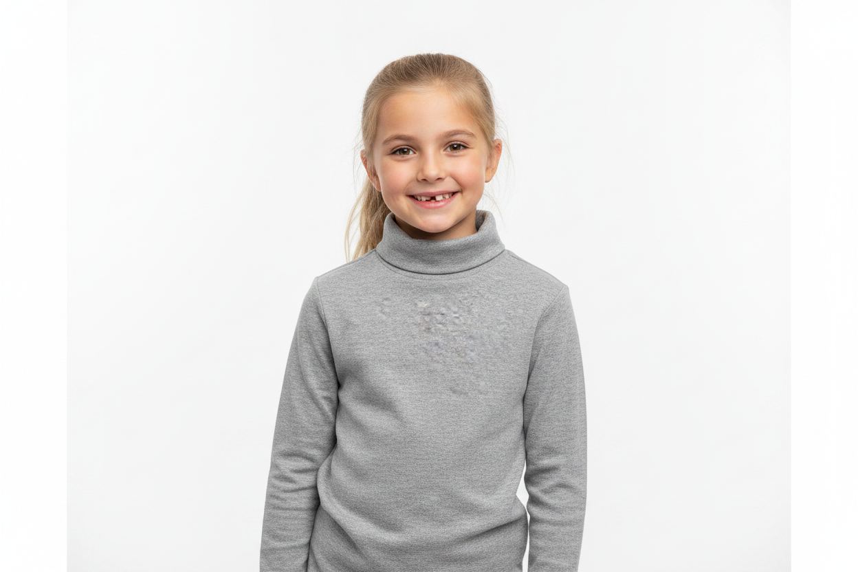 Girl wearing Grey Turtleneck