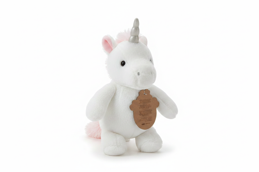 Carter's white unicorn plush toy with pink mane