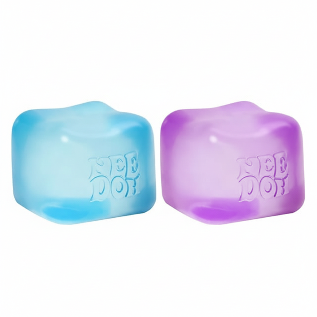 Nee Doh Squishy Cubes Blue and Purple - White Background