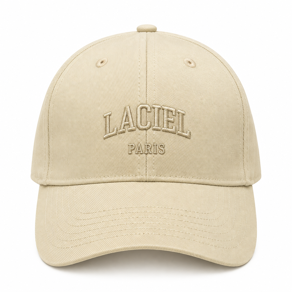 La'ciel Paris Beige Baseball Cap on white background