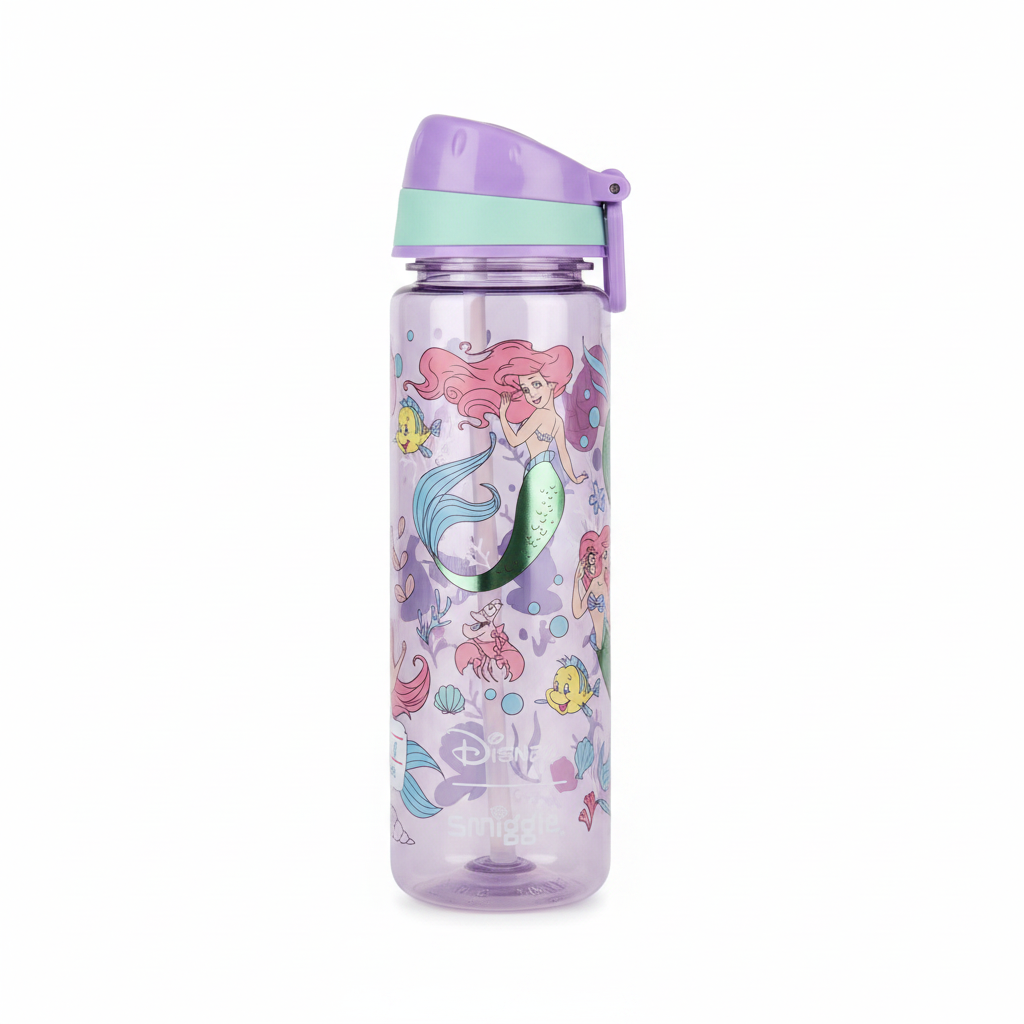 Disney Smiggle Little Mermaid Ariel water bottle on white background