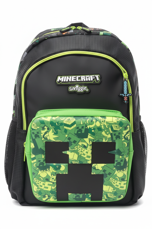 Minecraft x Smiggle kids backpack on white background