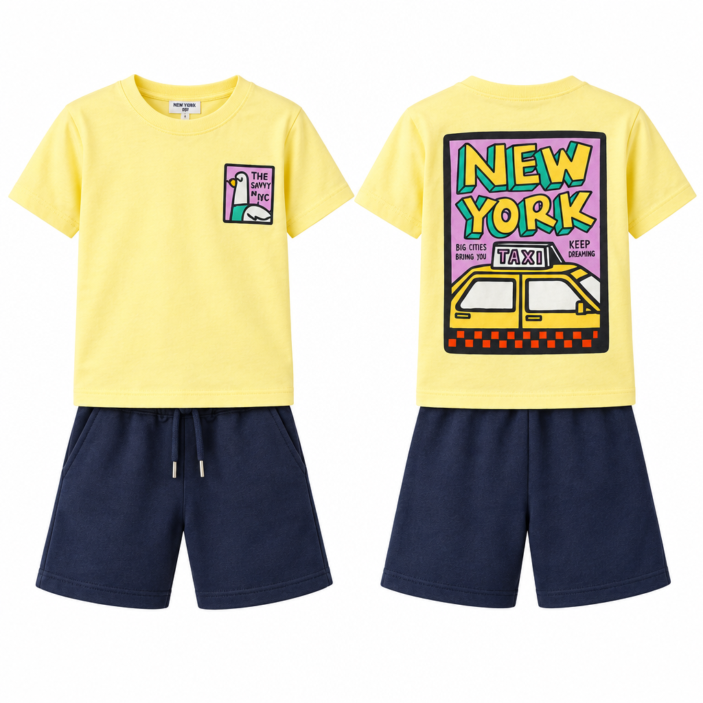 Kids New York Taxi T-Shirt & Navy Shorts Set