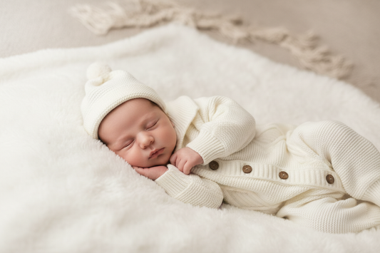 Knitted Baby Romper Diamond Pattern