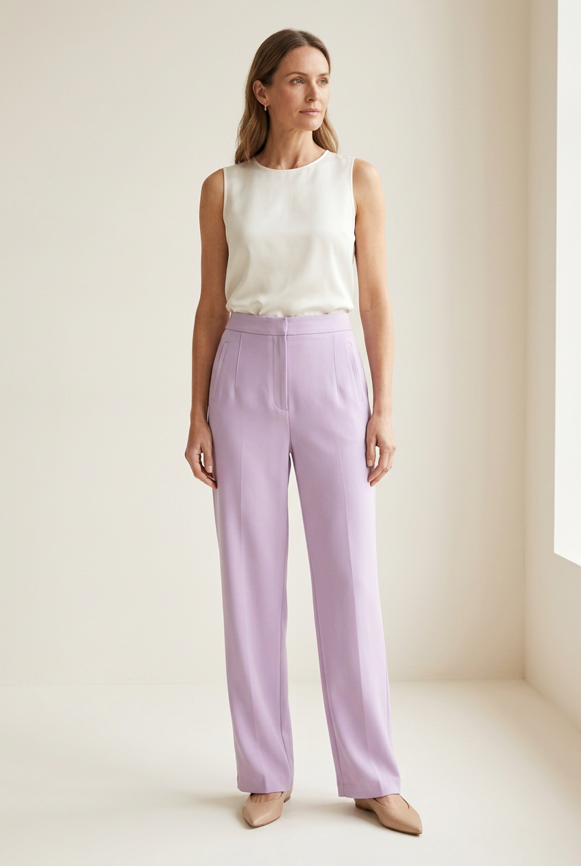 Lilac Tailored Wide Leg Trousers