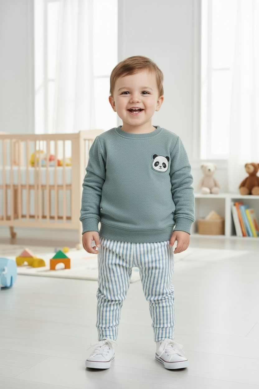 Little Bear Pullover & Striped Pants