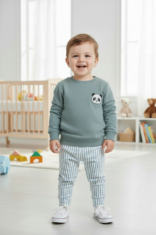 Little Bear Pullover & Striped Pants