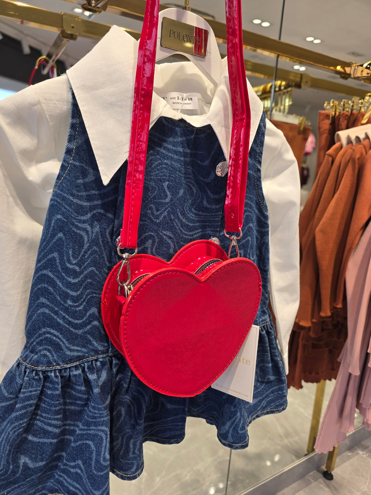 Denim Girl's Dress + white collar chemise