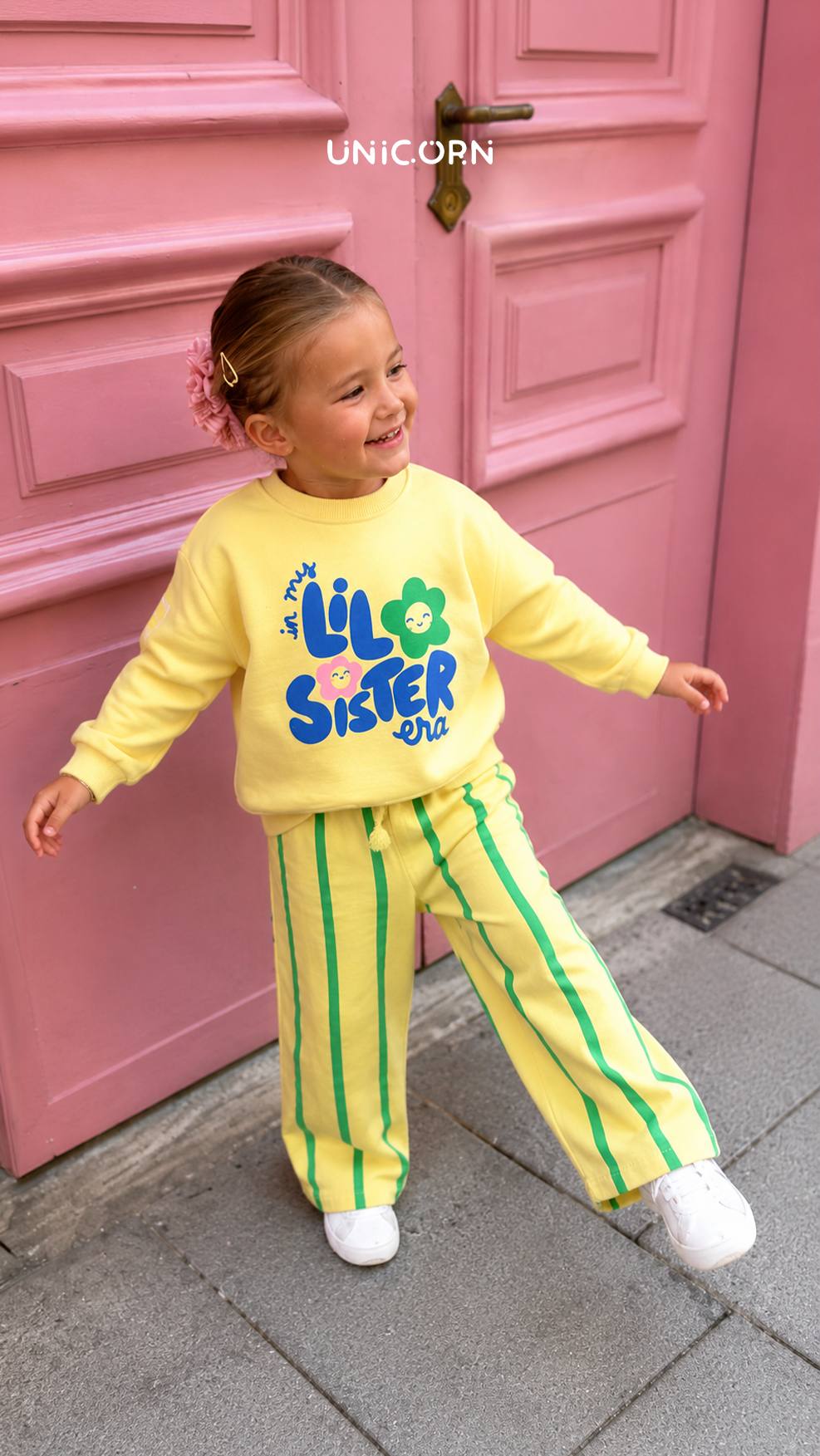 Lil Sister Era: Cozy Yellow Sweater & Striped Pant Set