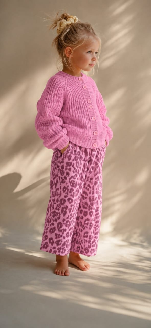 Girls Outfit- Sweater and leopard print pants