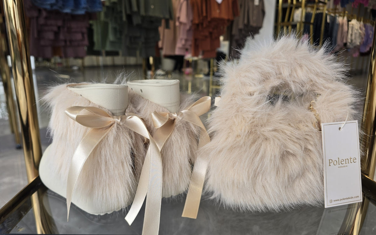 Fur boots + handbag for your little ones