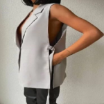 Buckled Slit Side Single Button Vest Blazer
