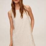 Mango Cream Off White Tweed Dress