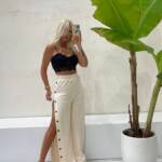 Button Side Wide Leg Trousers