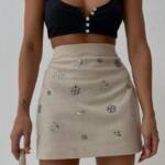 Mini Bodycon Flower-Strass Skirt