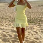 Shirred Ruffle Hem Fitted Dress - Image 2
