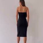 Black Midi Dress With Feathers - Image 3