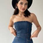 ⁦STRAPLESS DENIM MIDI DRESS⁩ - الصورة ⁦2⁩