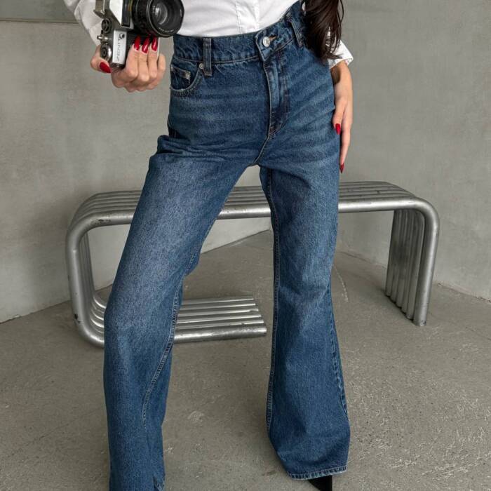 Dark Denim Wide Leg High Waist