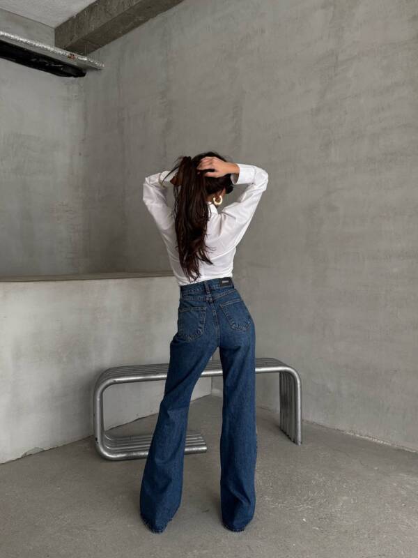 ⁦Dark Denim Wide Leg High Waist⁩ - الصورة ⁦3⁩